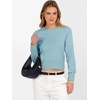 image:imageANRABESS Womens Long Sleeve Sweaters Cropped Crew Neck  Business Casual TopsLight Weight Comfy KnitPullover ShortSweaterBasic ClassicFall Fashion Winter Layer ClothesLight Blue