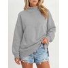 image:imageANRABESS Womens Oversized Mock Neck Sweatshirts  Pullover Side Slit Long Sleeve Tops Loose Fit Comfy Warm Soft Casual Work Daily Outfit Fall Winter Essential ClothesLight Grey