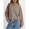 image:imageANRABESS Womens Oversized Mock Neck Sweatshirts  Pullover Side Slit Long Sleeve Tops Loose Fit Comfy Warm Soft Casual Work Daily Outfit Fall Winter Essential ClothesMocha