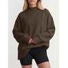 image:imageANRABESS Womens Oversized Mock Neck Sweatshirts  Pullover Side Slit Long Sleeve Tops Loose Fit Comfy Warm Soft Casual Work Daily Outfit Fall Winter Essential ClothesCoffee