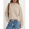 image:imageANRABESS Womens Oversized Mock Neck Sweatshirts  Pullover Side Slit Long Sleeve Tops Loose Fit Comfy Warm Soft Casual Work Daily Outfit Fall Winter Essential ClothesParchment