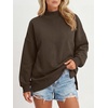 image:imageANRABESS Womens Oversized Mock Neck Sweatshirts  Pullover Side Slit Long Sleeve Tops Loose Fit Comfy Warm Soft Casual Work Daily Outfit Fall Winter Essential ClothesCoffee