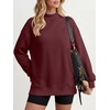 image:imageANRABESS Womens Oversized Mock Neck Sweatshirts  Pullover Side Slit Long Sleeve Tops Loose Fit Comfy Warm Soft Casual Work Daily Outfit Fall Winter Essential ClothesWine Red