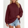 image:imageANRABESS Womens Oversized Mock Neck Sweatshirts  Pullover Side Slit Long Sleeve Tops Loose Fit Comfy Warm Soft Casual Work Daily Outfit Fall Winter Essential ClothesWine Red