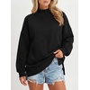 image:imageANRABESS Womens Oversized Mock Neck Sweatshirts  Pullover Side Slit Long Sleeve Tops Loose Fit Comfy Warm Soft Casual Work Daily Outfit Fall Winter Essential ClothesBlack