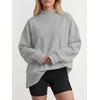 image:imageANRABESS Womens Oversized Mock Neck Sweatshirts  Pullover Side Slit Long Sleeve Tops Loose Fit Comfy Warm Soft Casual Work Daily Outfit Fall Winter Essential ClothesLight Grey