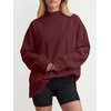 image:imageANRABESS Womens Oversized Mock Neck Sweatshirts  Pullover Side Slit Long Sleeve Tops Loose Fit Comfy Warm Soft Casual Work Daily Outfit Fall Winter Essential ClothesWine Red