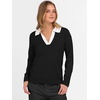 image:imageANRABESS Womens Polo V Neck Long Sleeve Sweaters Lightweight Dressy Casual Business Basic Knit Pullover Top 2026 Fall OutfitsBlack White