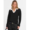 image:imageANRABESS Womens Polo V Neck Long Sleeve Sweaters Lightweight Dressy Casual Business Basic Knit Pullover Top 2026 Fall OutfitsBlack White