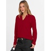 image:imageANRABESS Womens Polo V Neck Long Sleeve Sweaters Lightweight Dressy Casual Business Basic Knit Pullover Top 2026 Fall OutfitsLight Red