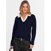 image:imageANRABESS Womens Polo V Neck Long Sleeve Sweaters Lightweight Dressy Casual Business Basic Knit Pullover Top 2026 Fall OutfitsNavy White
