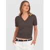 image:imageANRABESS Womens Short Sleeve Sweaters Cropped V Neck Business Casual Lightweight Sweater Tops Summer Spring Clothes 2026Brown