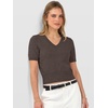 image:imageANRABESS Womens Short Sleeve Sweaters Cropped V Neck Business Casual Lightweight Sweater Tops Summer Spring Clothes 2026Brown