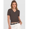 image:imageANRABESS Womens Short Sleeve Sweaters Cropped V Neck Business Casual Lightweight Sweater Tops Summer Spring Clothes 2026Brown
