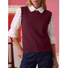 image:imageANRABESS Womens Sleeveless Scallop Knit Sweater Vest  Tank Tops Soft Blend Crew Neck Pullover Wavy Hem Regular Fit Preppy Y2K Style Lightweight Summer Fall 2026 Casual ChicDrak Red