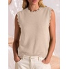 image:imageANRABESS Womens Sleeveless Scallop Knit Sweater Vest  Tank Tops Soft Blend Crew Neck Pullover Wavy Hem Regular Fit Preppy Y2K Style Lightweight Summer Fall 2026 Casual ChicAlmond
