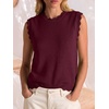 image:imageANRABESS Womens Sleeveless Scallop Knit Sweater Vest  Tank Tops Soft Blend Crew Neck Pullover Wavy Hem Regular Fit Preppy Y2K Style Lightweight Summer Fall 2026 Casual ChicDrak Red