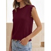 image:imageANRABESS Womens Sleeveless Scallop Knit Sweater Vest  Tank Tops Soft Blend Crew Neck Pullover Wavy Hem Regular Fit Preppy Y2K Style Lightweight Summer Fall 2026 Casual ChicDrak Red