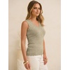 image:imageANRABESS Womens Summer Tank Tops Wool Blend V Neck Ruffle Sleeveless Sweater Fitted Casual Going Out Work Travel ShirtsAlmond