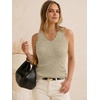 image:imageANRABESS Womens Summer Tank Tops Wool Blend V Neck Ruffle Sleeveless Sweater Fitted Casual Going Out Work Travel ShirtsAlmond