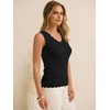 image:imageANRABESS Womens Summer Tank Tops Wool Blend V Neck Ruffle Sleeveless Sweater Fitted Casual Going Out Work Travel ShirtsBlack