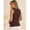 image:imageANRABESS Womens Summer Tank Tops Wool Blend V Neck Ruffle Sleeveless Sweater Fitted Casual Going Out Work Travel ShirtsChocolate Brown