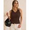 image:imageANRABESS Womens Summer Tank Tops Wool Blend V Neck Ruffle Sleeveless Sweater Fitted Casual Going Out Work Travel ShirtsChocolate Brown