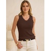 image:imageANRABESS Womens Summer Tank Tops Wool Blend V Neck Ruffle Sleeveless Sweater Fitted Casual Going Out Work Travel ShirtsChocolate Brown