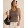 image:imageANRABESS Womens Summer Tank Tops Wool Blend V Neck Ruffle Sleeveless Sweater Fitted Casual Going Out Work Travel ShirtsCoffee