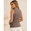 image:imageANRABESS Womens Summer Tank Tops Wool Blend V Neck Ruffle Sleeveless Sweater Fitted Casual Going Out Work Travel ShirtsCoffee
