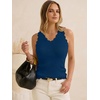 image:imageANRABESS Womens Summer Tank Tops Wool Blend V Neck Ruffle Sleeveless Sweater Fitted Casual Going Out Work Travel ShirtsDark Teal