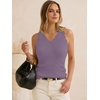 image:imageANRABESS Womens Summer Tank Tops Wool Blend V Neck Ruffle Sleeveless Sweater Fitted Casual Going Out Work Travel ShirtsGrey Purple