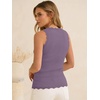 image:imageANRABESS Womens Summer Tank Tops Wool Blend V Neck Ruffle Sleeveless Sweater Fitted Casual Going Out Work Travel ShirtsGrey Purple