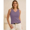 image:imageANRABESS Womens Summer Tank Tops Wool Blend V Neck Ruffle Sleeveless Sweater Fitted Casual Going Out Work Travel ShirtsGrey Purple