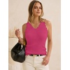 image:imageANRABESS Womens Summer Tank Tops Wool Blend V Neck Ruffle Sleeveless Sweater Fitted Casual Going Out Work Travel ShirtsHot Pink