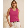 image:imageANRABESS Womens Summer Tank Tops Wool Blend V Neck Ruffle Sleeveless Sweater Fitted Casual Going Out Work Travel ShirtsHot Pink