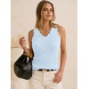 image:imageANRABESS Womens Summer Tank Tops Wool Blend V Neck Ruffle Sleeveless Sweater Fitted Casual Going Out Work Travel ShirtsLight Blue