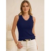 image:imageANRABESS Womens Summer Tank Tops Wool Blend V Neck Ruffle Sleeveless Sweater Fitted Casual Going Out Work Travel ShirtsNavy Blue