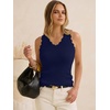 image:imageANRABESS Womens Summer Tank Tops Wool Blend V Neck Ruffle Sleeveless Sweater Fitted Casual Going Out Work Travel ShirtsNavy Blue