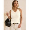image:imageANRABESS Womens Summer Tank Tops Wool Blend V Neck Ruffle Sleeveless Sweater Fitted Casual Going Out Work Travel ShirtsWhite