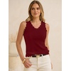 image:imageANRABESS Womens Summer Tank Tops Wool Blend V Neck Ruffle Sleeveless Sweater Fitted Casual Going Out Work Travel ShirtsWine Red