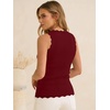 image:imageANRABESS Womens Summer Tank Tops Wool Blend V Neck Ruffle Sleeveless Sweater Fitted Casual Going Out Work Travel ShirtsWine Red