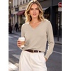 image:imageANRABESS Womens Sweaters V Neck Scallop Long Sleeve Pullover  Soft Lightweight Knit Top Cute Ribbed Cuff Loose Fit Casual Basic Elegant Office Work Daily Wear Fall Spring OutfitsAlmond