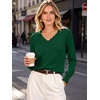 image:imageANRABESS Womens Sweaters V Neck Scallop Long Sleeve Pullover  Soft Lightweight Knit Top Cute Ribbed Cuff Loose Fit Casual Basic Elegant Office Work Daily Wear Fall Spring OutfitsForest Green