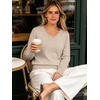 image:imageANRABESS Womens Sweaters V Neck Scallop Long Sleeve Pullover  Soft Lightweight Knit Top Cute Ribbed Cuff Loose Fit Casual Basic Elegant Office Work Daily Wear Fall Spring OutfitsAlmond