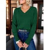 image:imageANRABESS Womens Sweaters V Neck Scallop Long Sleeve Pullover  Soft Lightweight Knit Top Cute Ribbed Cuff Loose Fit Casual Basic Elegant Office Work Daily Wear Fall Spring OutfitsForest Green