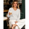 image:imageANRABESS Womens Sweaters V Neck Scallop Long Sleeve Pullover  Soft Lightweight Knit Top Cute Ribbed Cuff Loose Fit Casual Basic Elegant Office Work Daily Wear Fall Spring OutfitsWhite