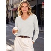 image:imageANRABESS Womens Sweaters V Neck Scallop Long Sleeve Pullover  Soft Lightweight Knit Top Cute Ribbed Cuff Loose Fit Casual Basic Elegant Office Work Daily Wear Fall Spring OutfitsWhite