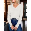 image:imageANRABESS Womens Sweaters V Neck Scallop Long Sleeve Pullover  Soft Lightweight Knit Top Cute Ribbed Cuff Loose Fit Casual Basic Elegant Office Work Daily Wear Fall Spring OutfitsWhite