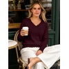 image:imageANRABESS Womens Sweaters V Neck Scallop Long Sleeve Pullover  Soft Lightweight Knit Top Cute Ribbed Cuff Loose Fit Casual Basic Elegant Office Work Daily Wear Fall Spring OutfitsDrak Red